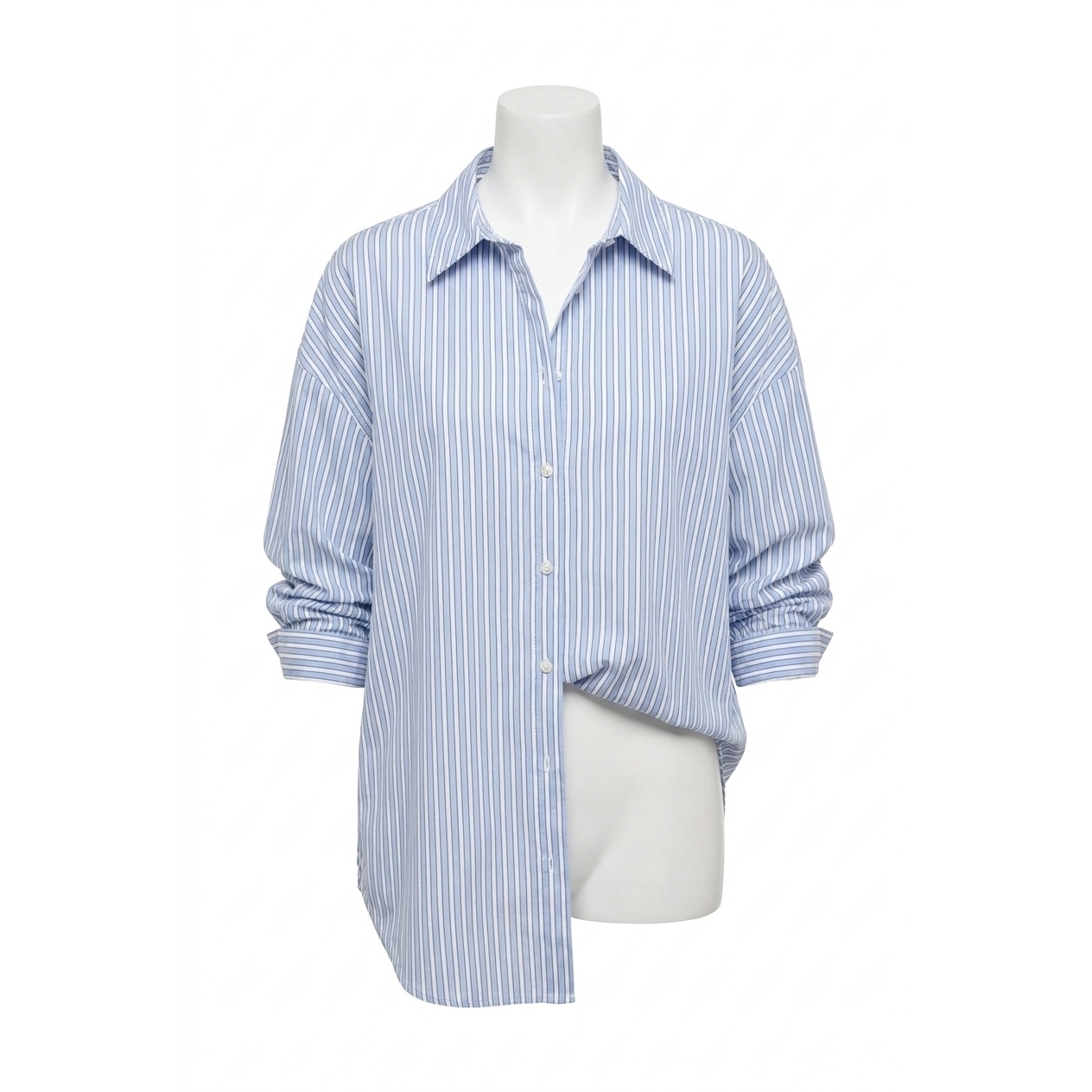 New Joseph Ribkoff Tencel Stripe Print Boxy Blouse In Blue/Vanilla